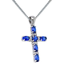 Λευκόχρυσος γυναικείος σταυρός Κ14 με αλυσίδα